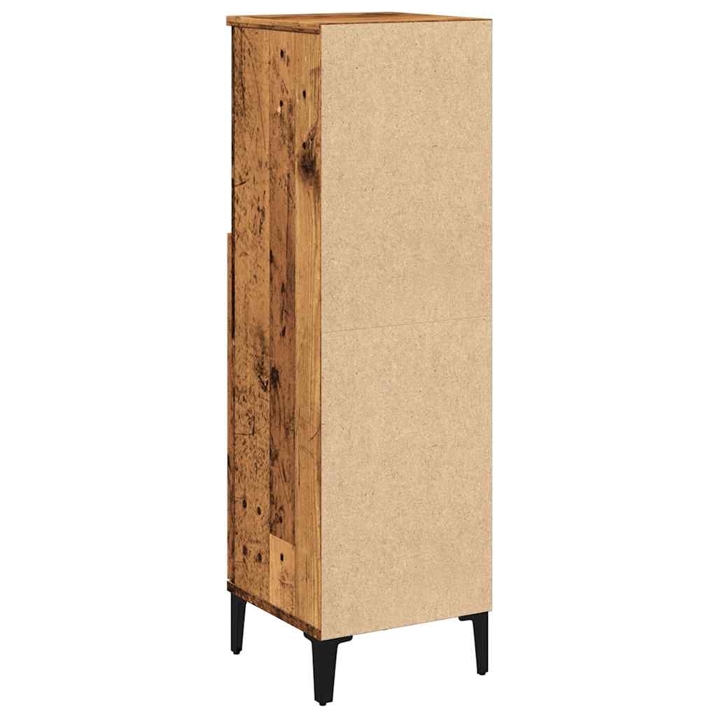 badeværelsesskab 30x30x100 cm konstrueret træ gammelt trælook