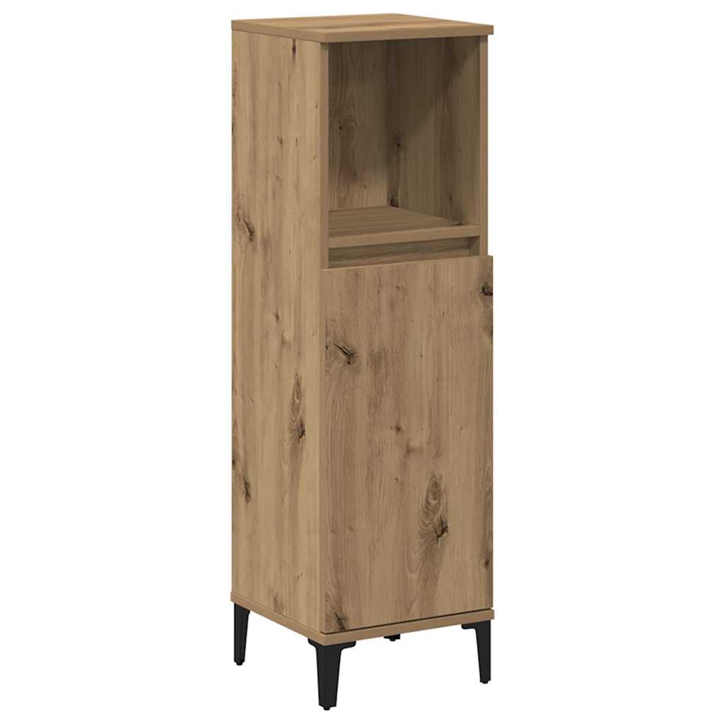 badeværelsesskab 30x30x100 cm konstrueret træ kunsteg