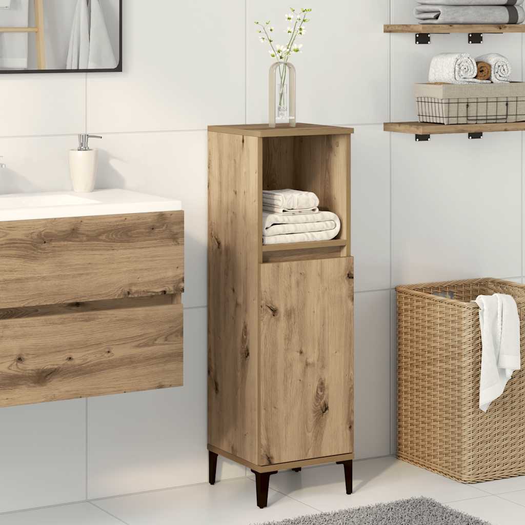 badeværelsesskab 30x30x100 cm konstrueret træ kunsteg