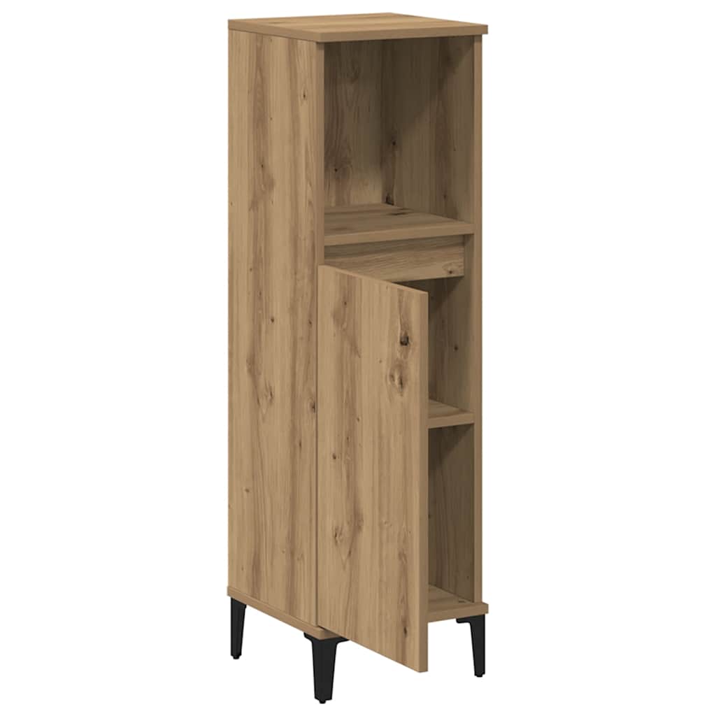 badeværelsesskab 30x30x100 cm konstrueret træ kunsteg