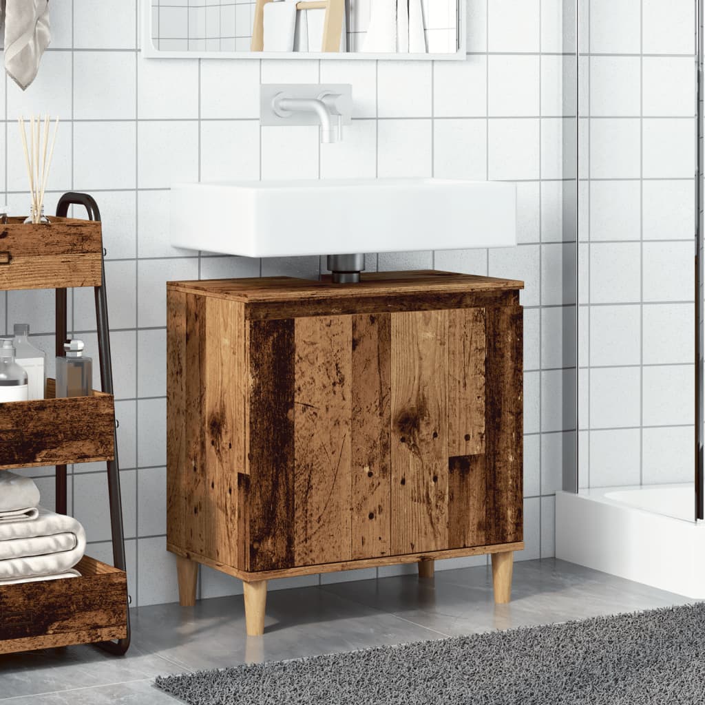 underskab til håndvask 58x33x60 cm konstrueret træ antikt træ