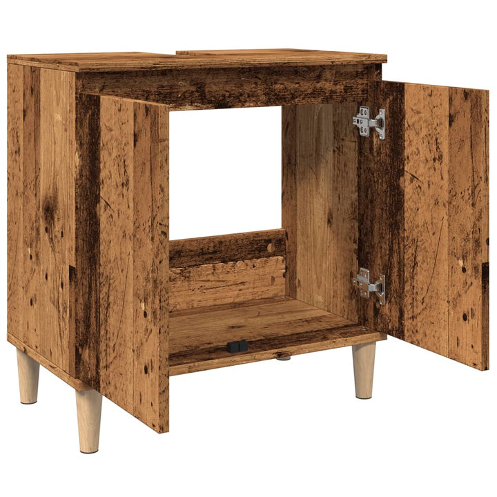 underskab til håndvask 58x33x60 cm konstrueret træ antikt træ