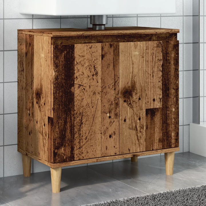 underskab til håndvask 58x33x60 cm konstrueret træ antikt træ