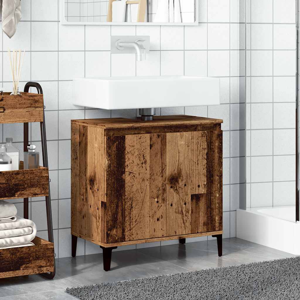 underskab til håndvask 58x33x60 cm konstrueret træ antikt træ