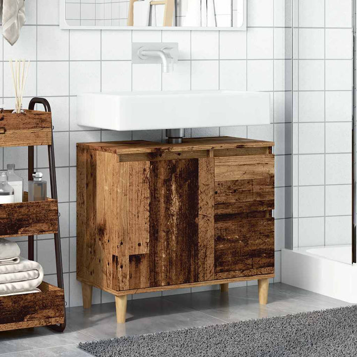 underskab til vask 65x33x60 cm konstrueret træ gammelt trælook