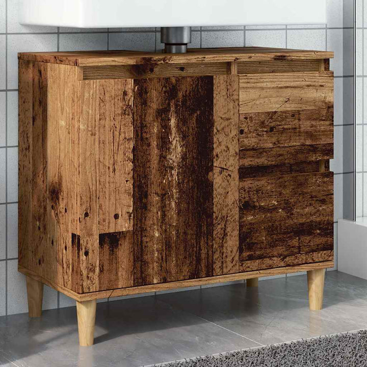 underskab til vask 65x33x60 cm konstrueret træ gammelt trælook