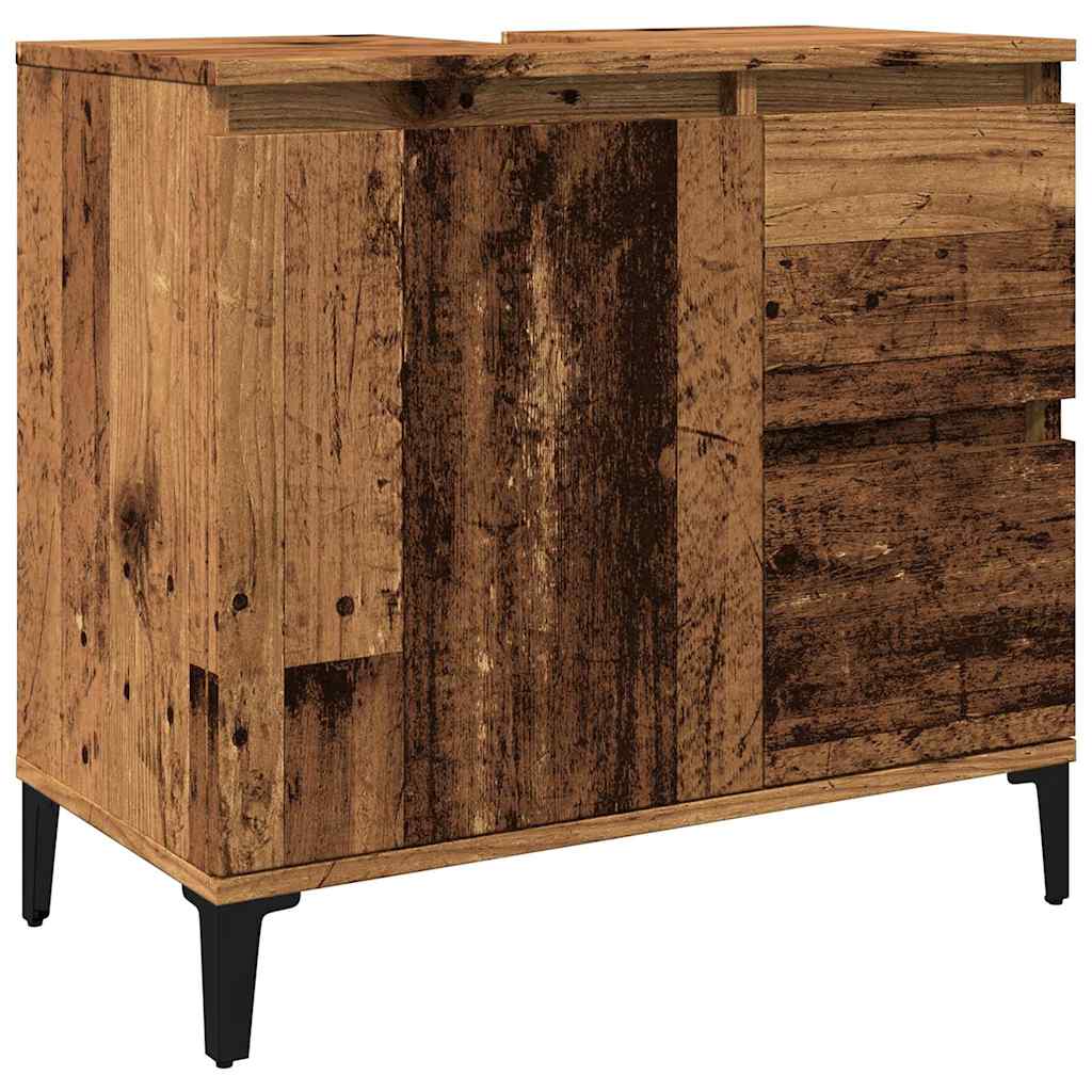 underskab til vask 65x33x60 cm konstrueret træ gammelt trælook