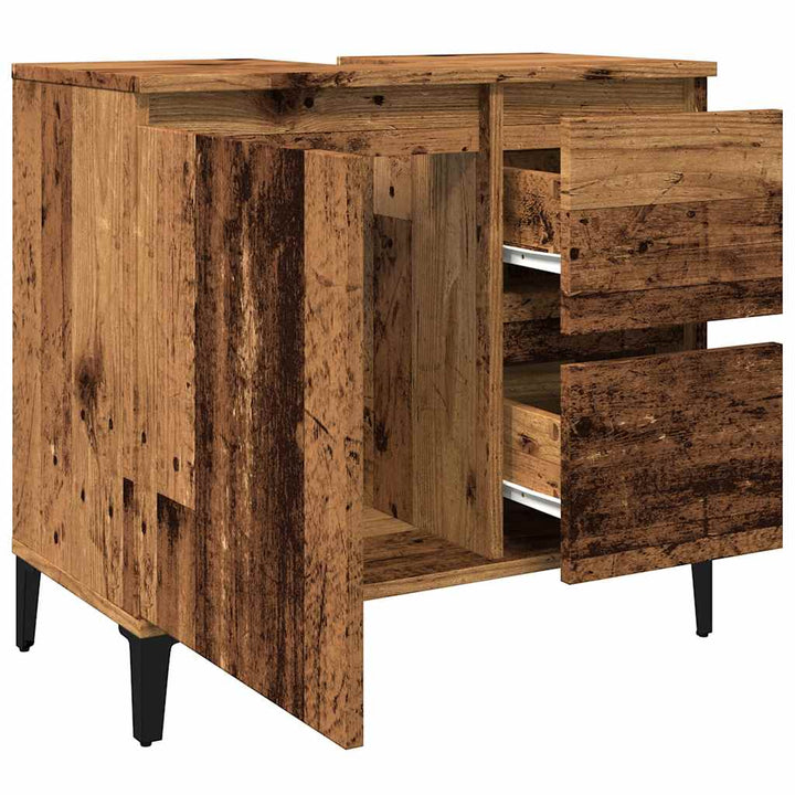 underskab til vask 65x33x60 cm konstrueret træ gammelt trælook
