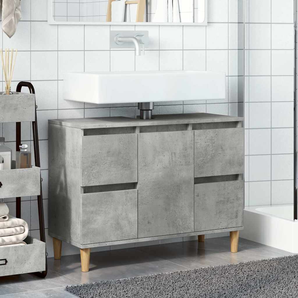 underskab til håndvask 80x33x60 cm konstrueret træ betongrå