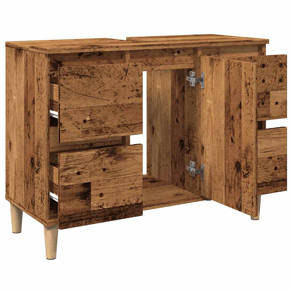 underskab til håndvask 80x33x60 cm konstrueret træ antikt træ