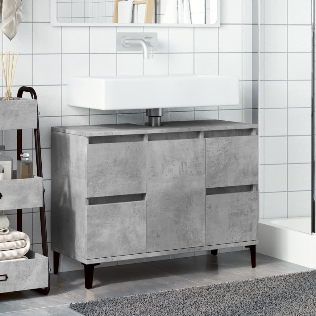 underskab til håndvask 80x33x60 cm konstrueret træ betongrå
