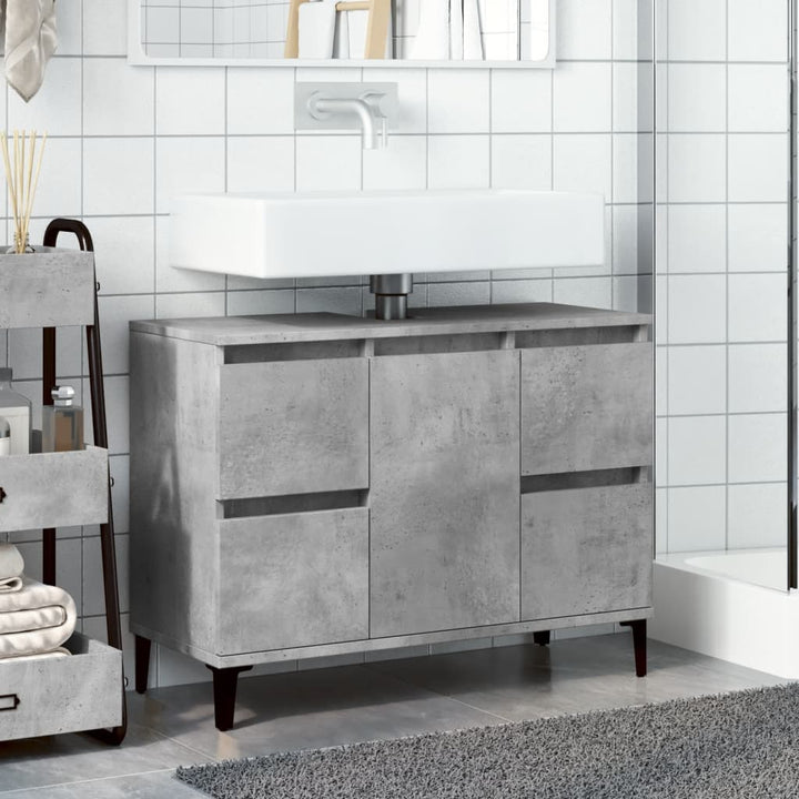 underskab til håndvask 80x33x60 cm konstrueret træ betongrå