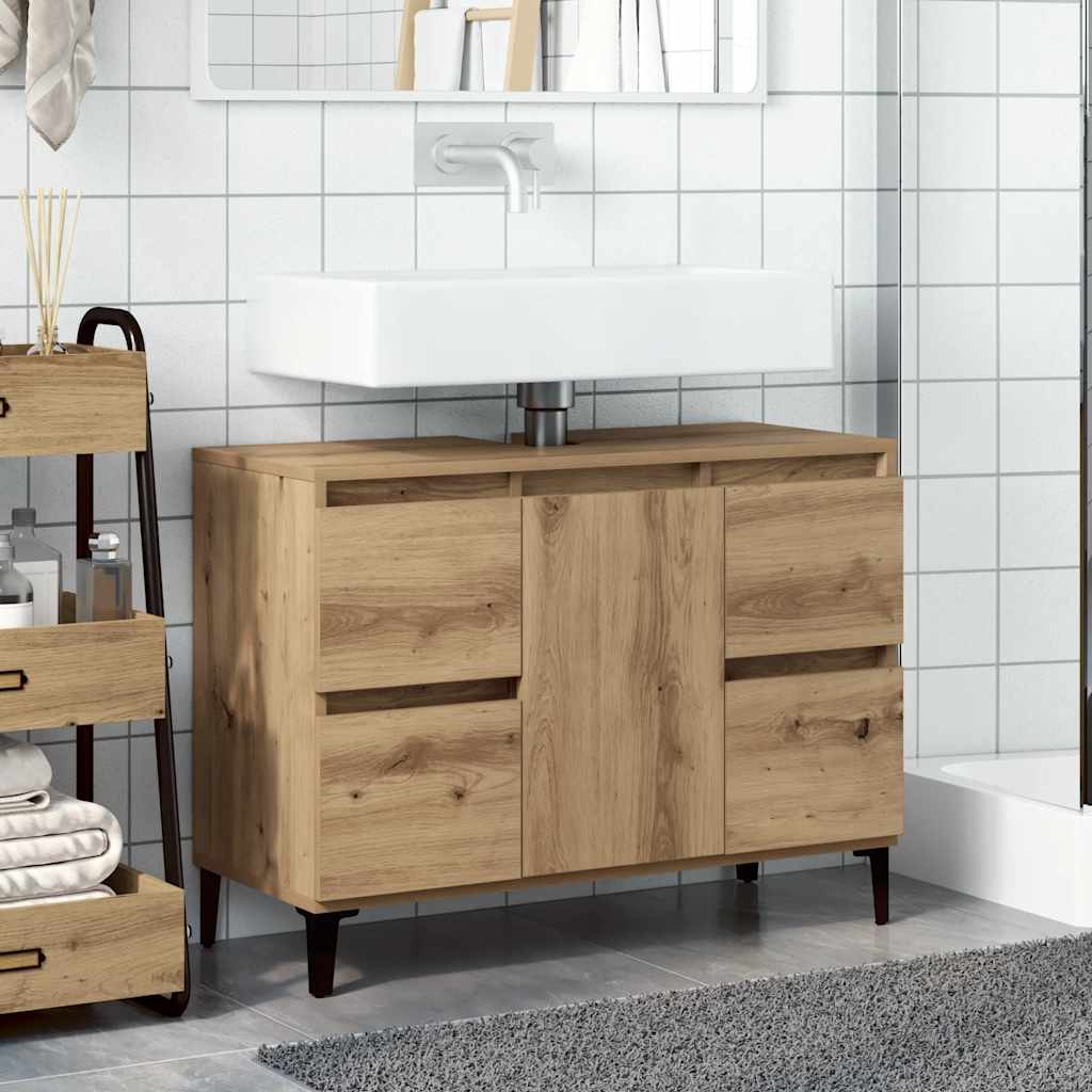 underskab til håndvask 80x33x60 cm konstrueret træ kunsteg