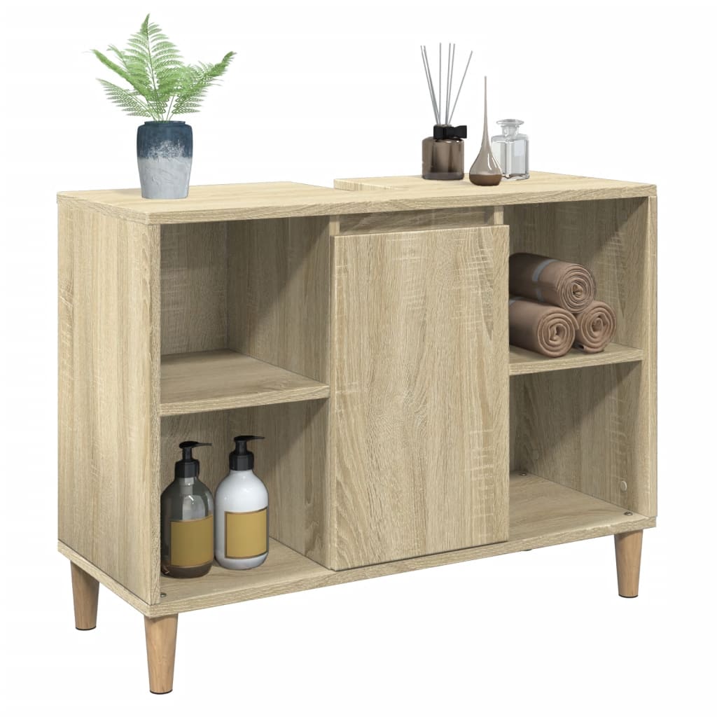 badeværelsesskab 80x33x60 cm konstrueret træ sonoma-eg