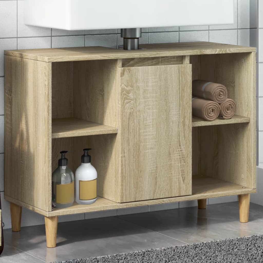 badeværelsesskab 80x33x60 cm konstrueret træ sonoma-eg
