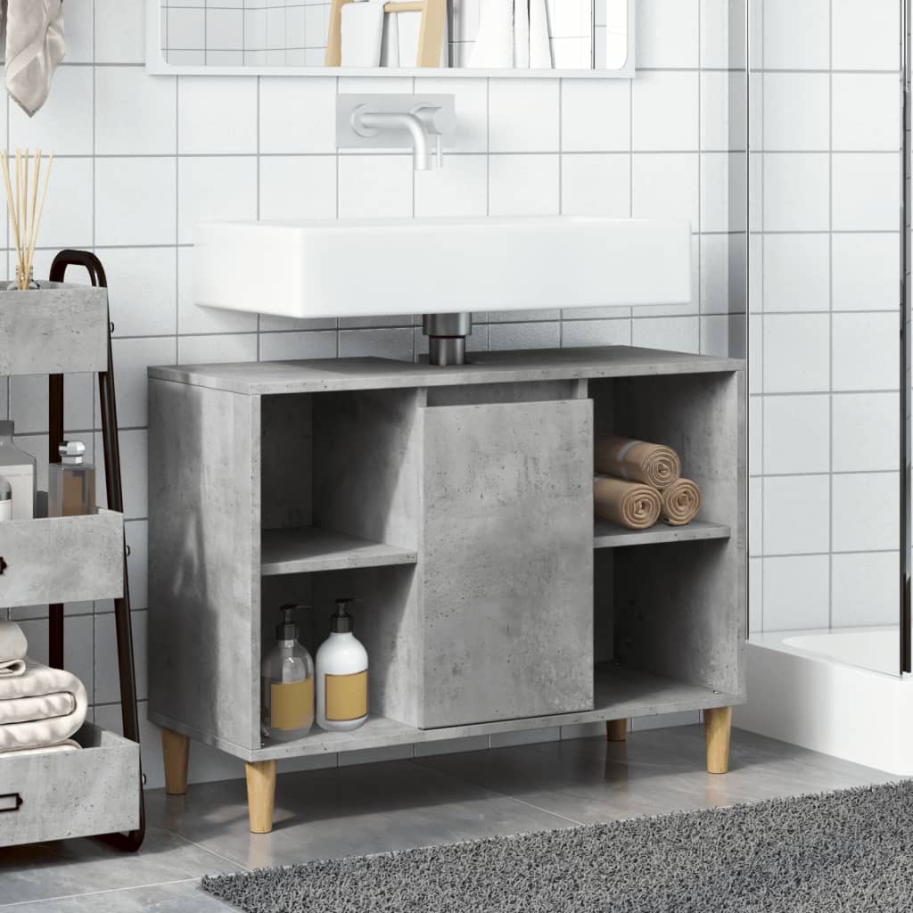badeværelsesskab 80x33x60 cm konstrueret træ betongrå