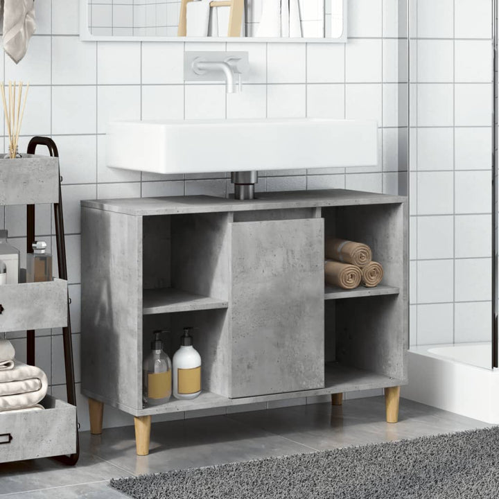 badeværelsesskab 80x33x60 cm konstrueret træ betongrå