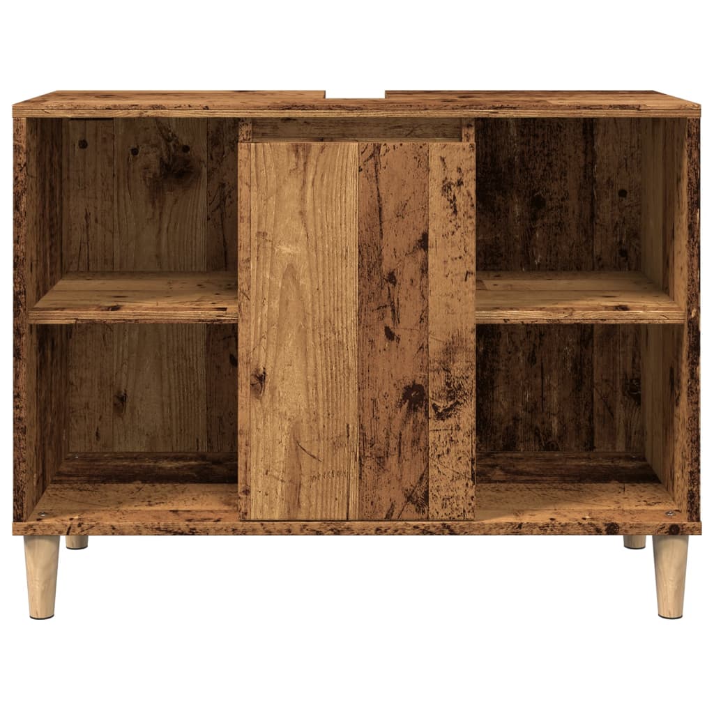 badeværelsesskab 80x33x60 cm konstrueret træ gammelt træ-look
