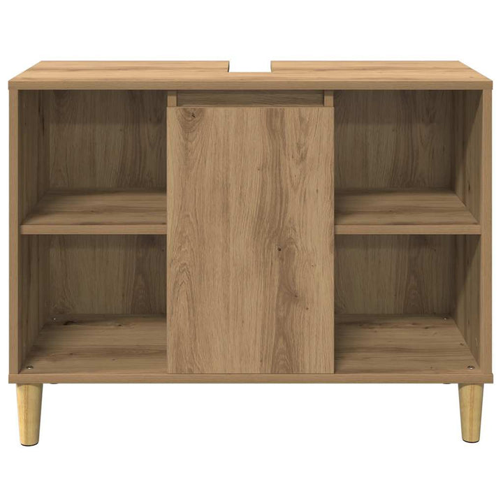 badeværelsesskab 80x33x60 cm konstrueret træ egetræsfarve