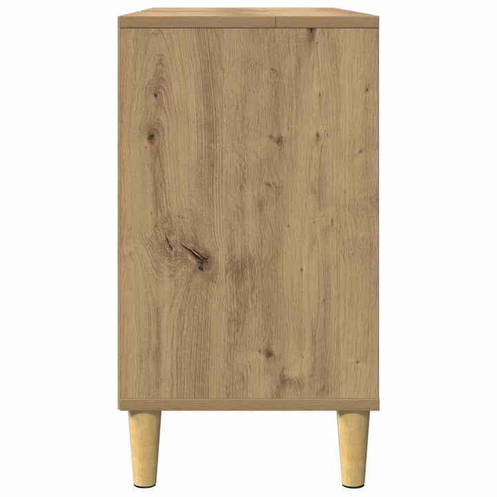 badeværelsesskab 80x33x60 cm konstrueret træ egetræsfarve