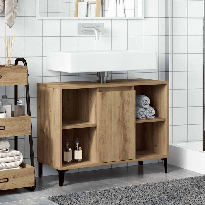 underskab til håndvask 80x33x60 cm konstrueret træ kunsteg