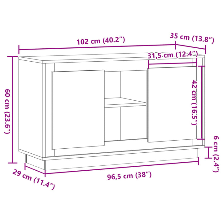 skænk 102x35x60 cm konstrueret træ antikt trælook