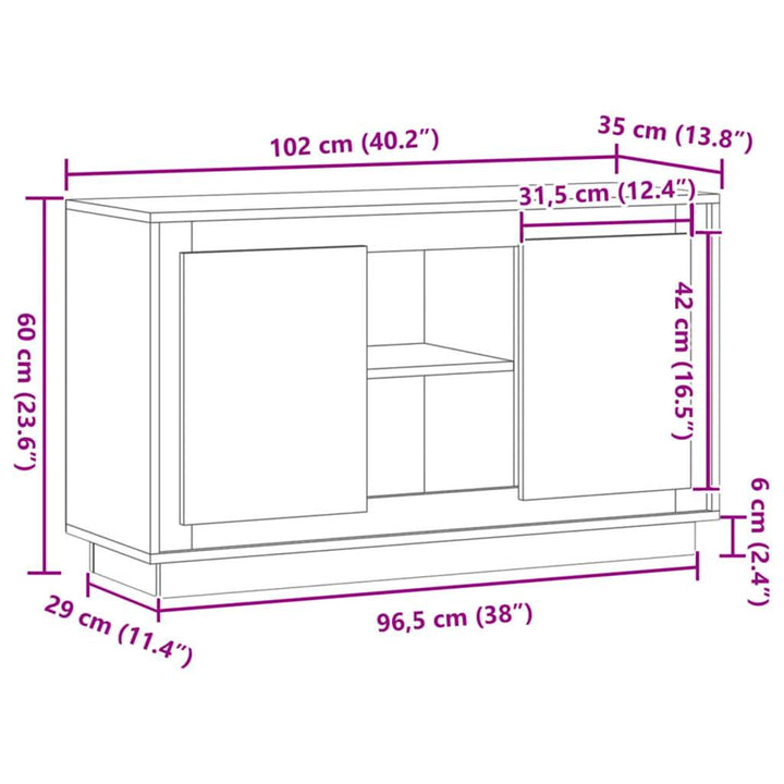 skænk 102x35x60 cm konstrueret træ kunsteg