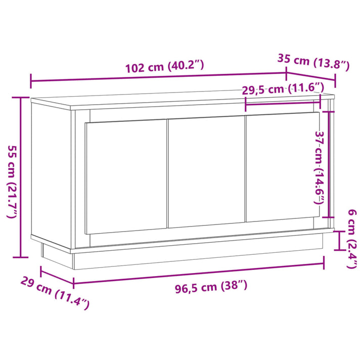 skænk 102x35x55 cm konstrueret træ antikt trælook
