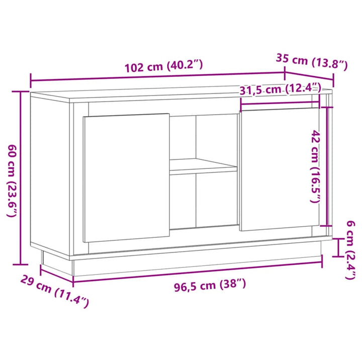 skænk håndlavet eg 102x35x55 cm konstrueret træ