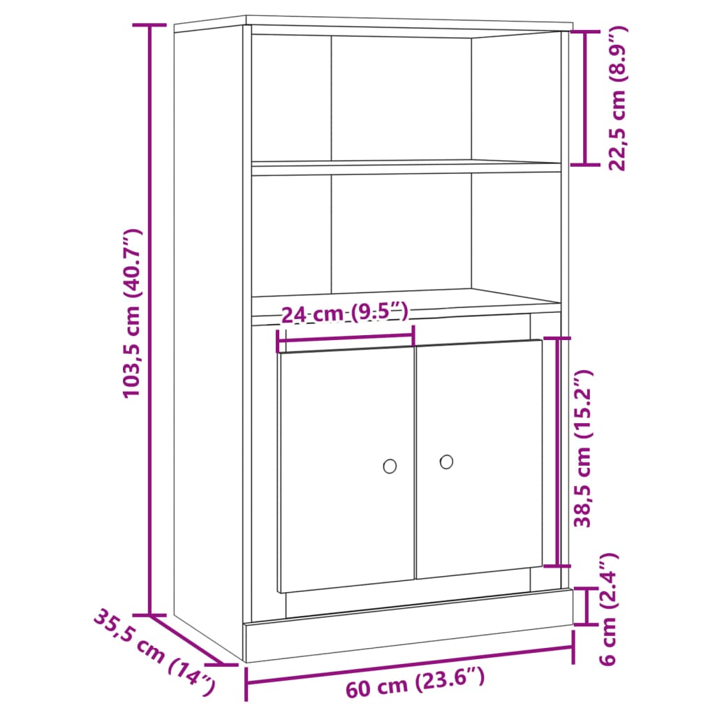 skænk 60x35,5x103,5 cm konstrueret træ gammelt træ-look