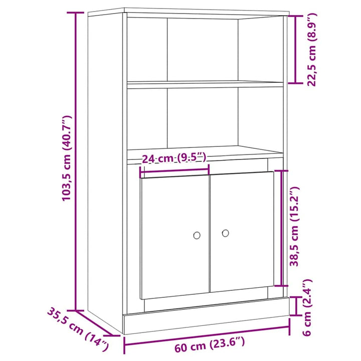 skænk 60x35,5x103,5 cm konstrueret træ egetræsfarve