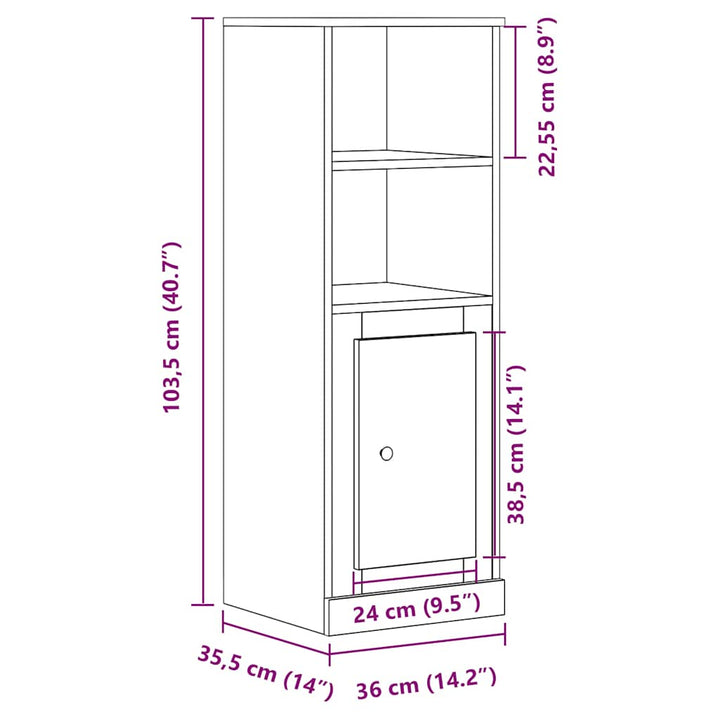 skænk 36x35,5x103,5 cm konstrueret træ egetræsfarve