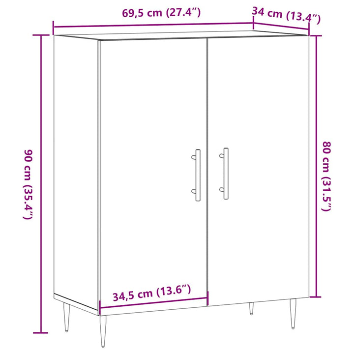 skænk 69,5x34x90 cm konstrueret træ antikt trælook