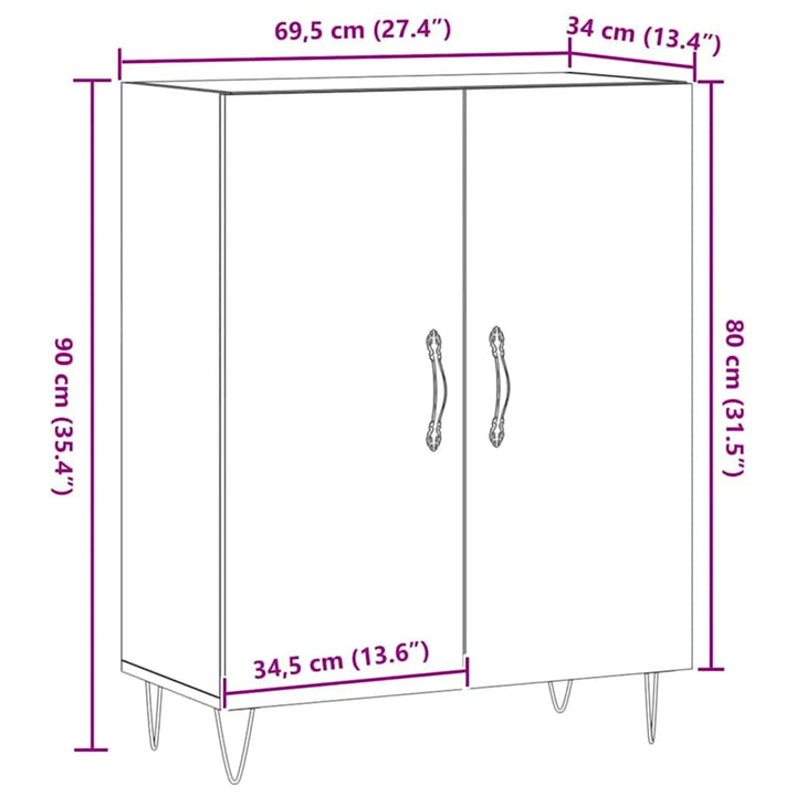 skab 69,5x34x90 cm konstrueret træ kunsteg