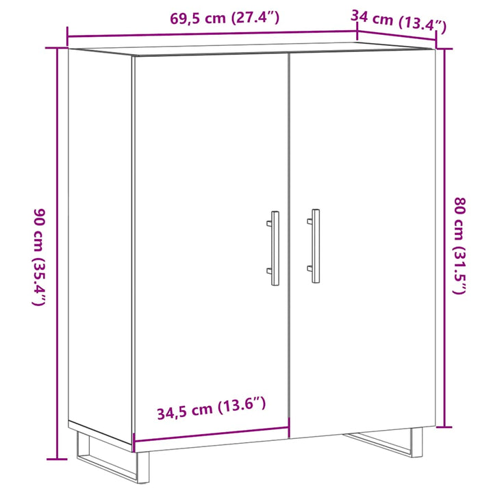 skænk 69,5x34x90 cm konstrueret træ antikt trælook