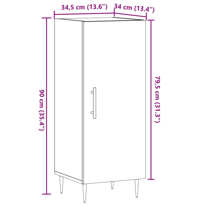 skab 34,5x34x90 cm konstrueret træ antikt træ