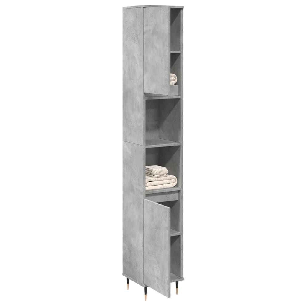 badeværelsesskab 30x30x190 cm konstrueret træ betongrå