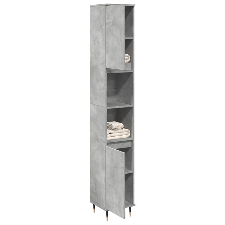 badeværelsesskab 30x30x190 cm konstrueret træ betongrå