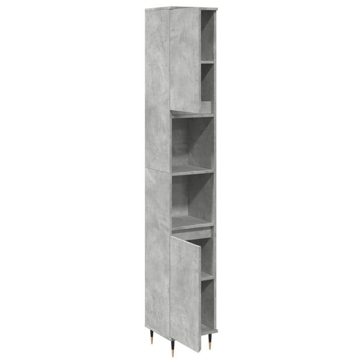 badeværelsesskab 30x30x190 cm konstrueret træ betongrå