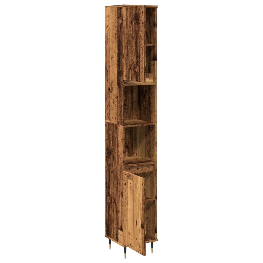 badeværelsesskab 30x30x190 cm konstrueret træ gammelt trælook