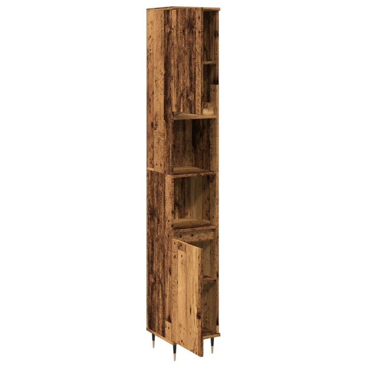 badeværelsesskab 30x30x190 cm konstrueret træ gammelt trælook