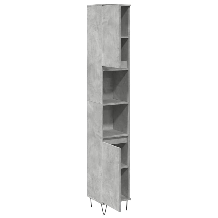 badeværelsesskab 30x30x190 cm konstrueret træ betongrå