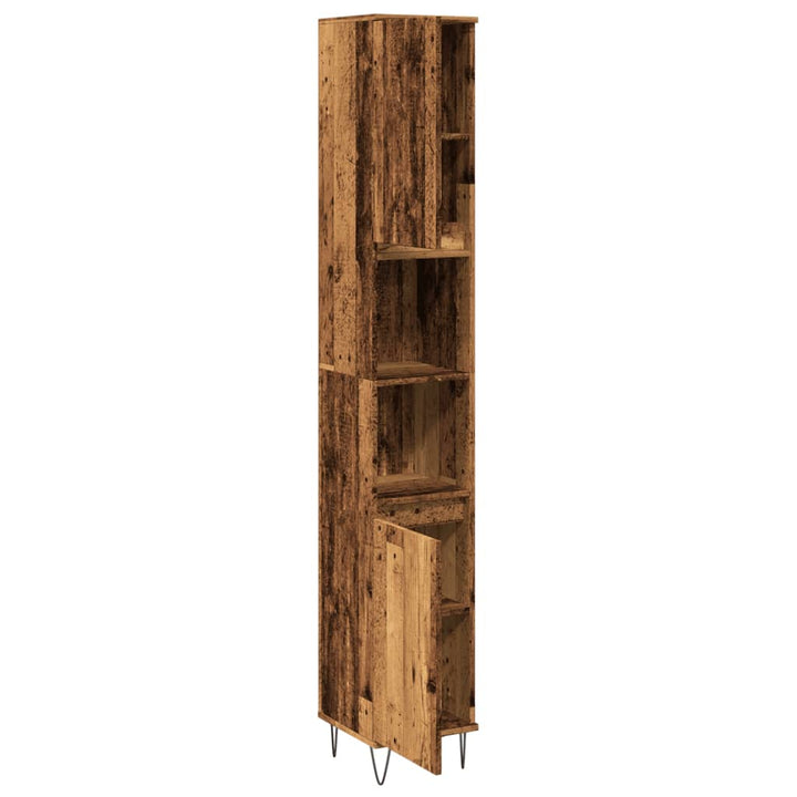 badeværelsesskab 30x30x190 cm konstrueret træ gammelt trælook