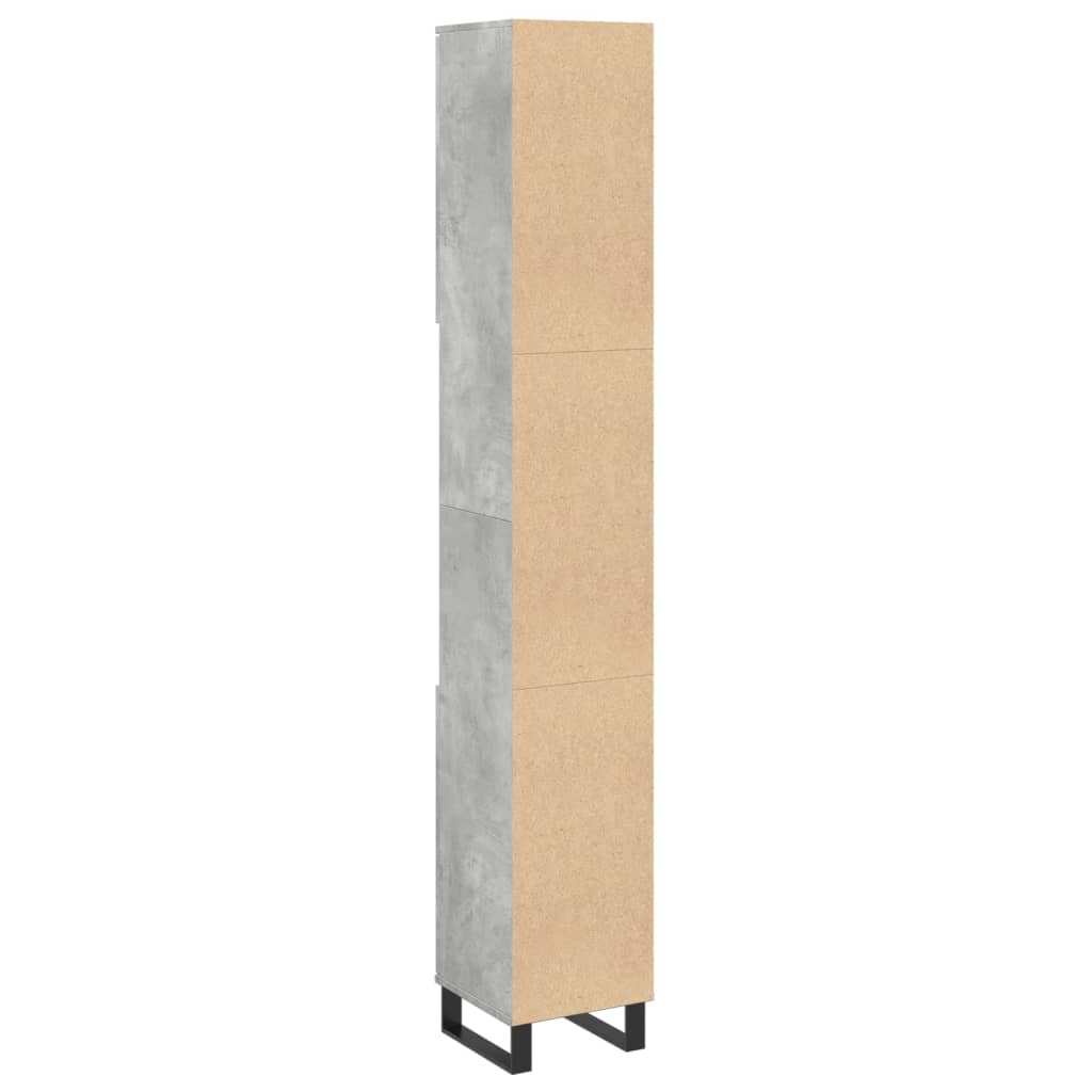 badeværelsesskab 30x30x190 cm konstrueret træ betongrå