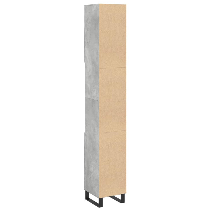 badeværelsesskab 30x30x190 cm konstrueret træ betongrå