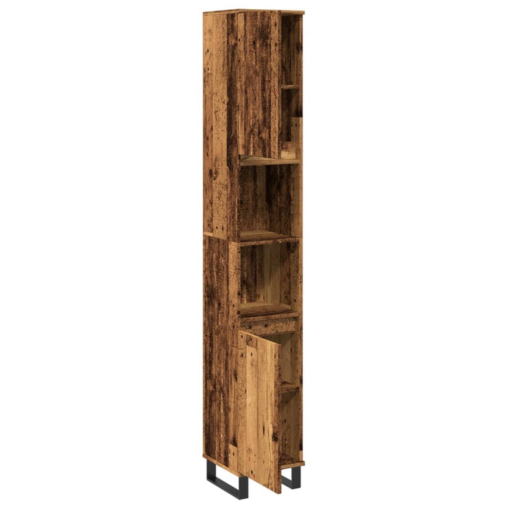 badeværelsesskab 30x30x190 cm konstrueret træ gammelt trælook