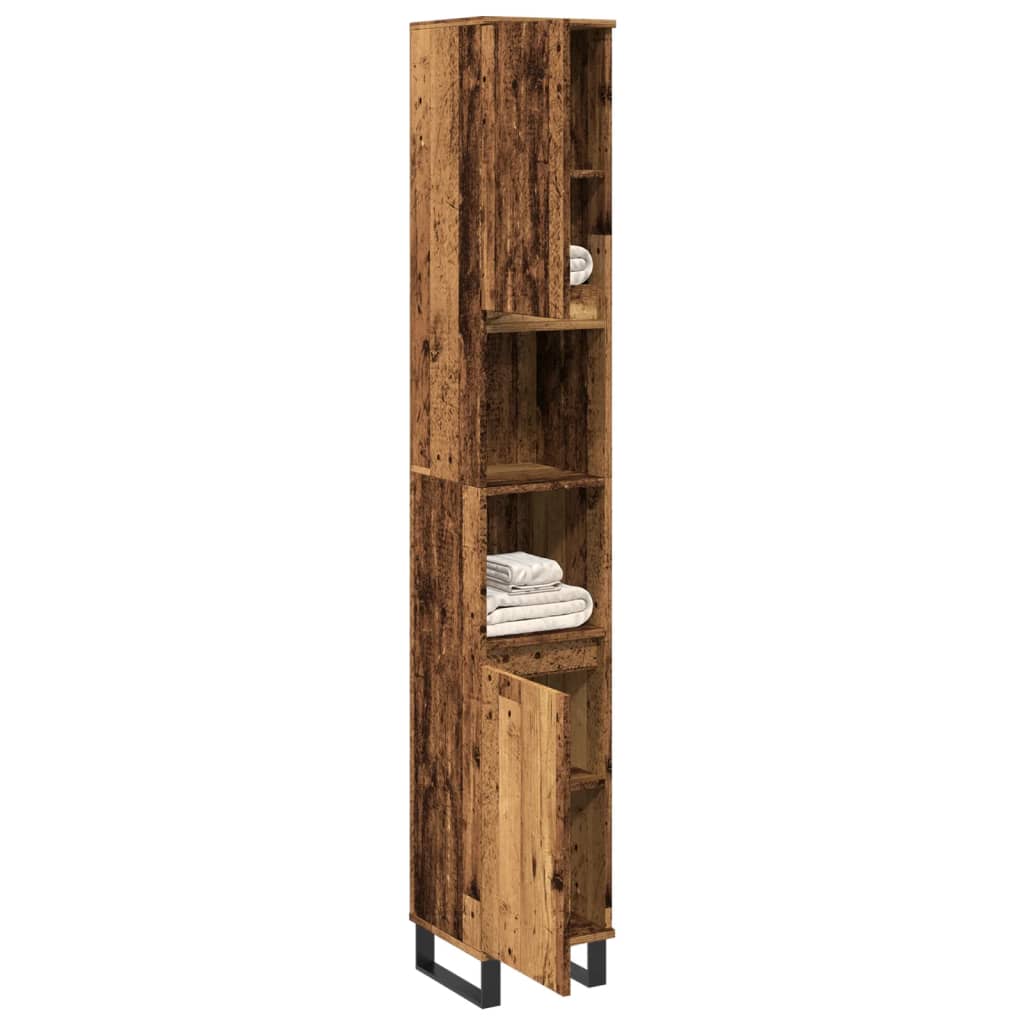 badeværelsesskab 30x30x190 cm konstrueret træ gammelt trælook