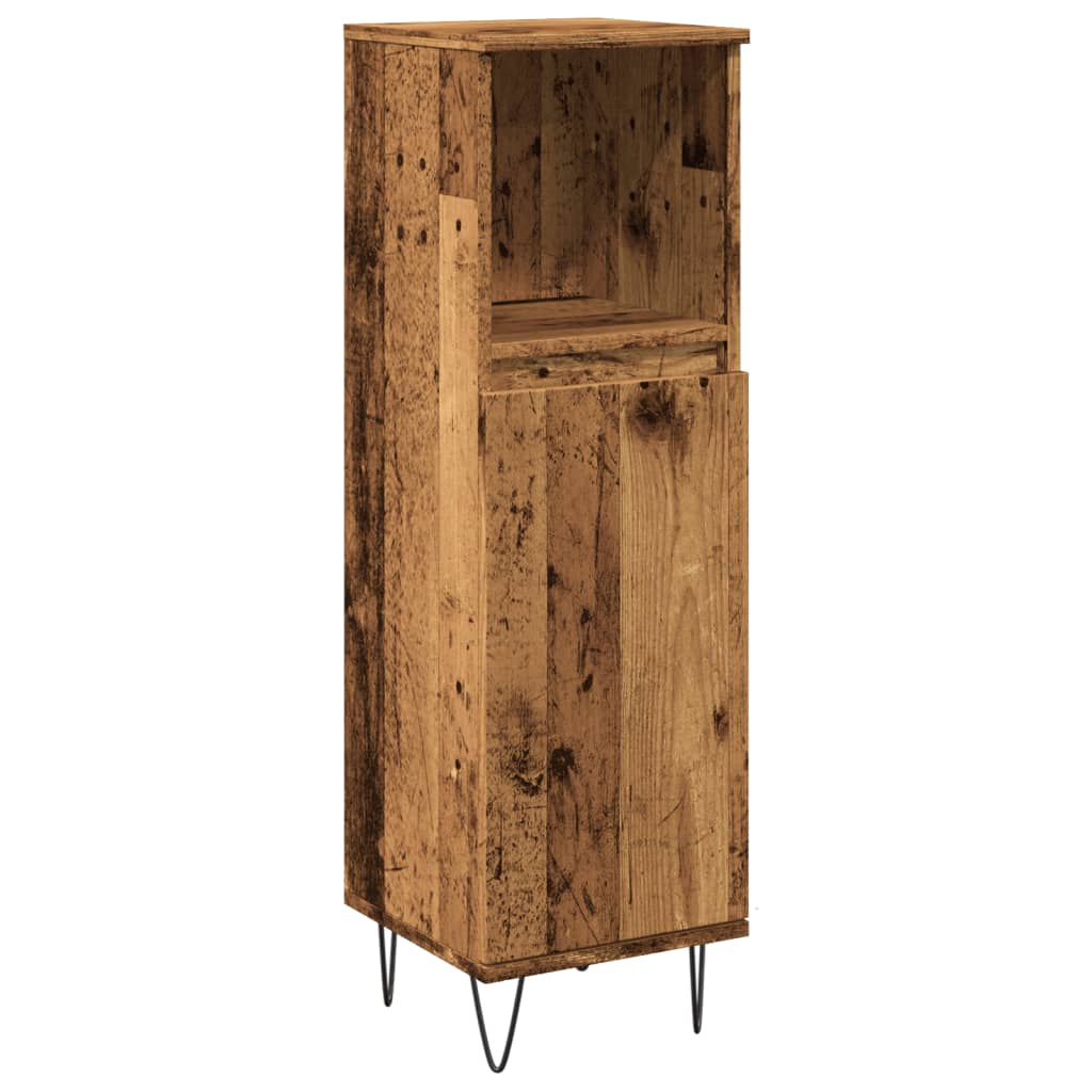 badeværelsesskab 30x30x100 cm konstrueret træ gammelt trælook