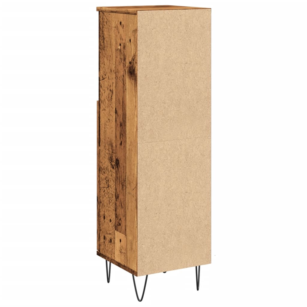 badeværelsesskab 30x30x100 cm konstrueret træ gammelt trælook