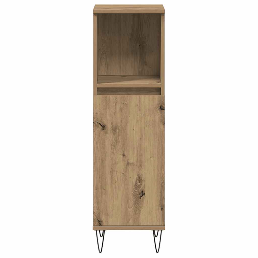 badeværelsesskab 30x30x100 cm konstrueret træ kunsteg